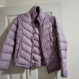 Light purple north face puffer jacket